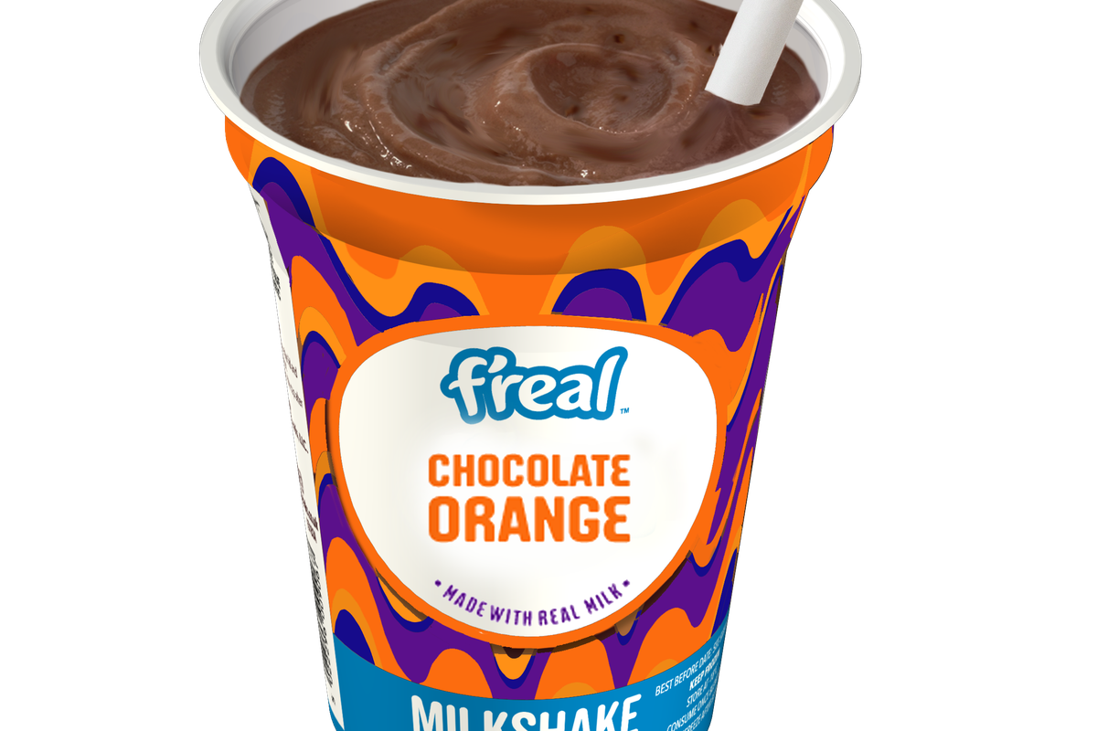New limited-edition f’real Chocolate Orange flavour milkshake