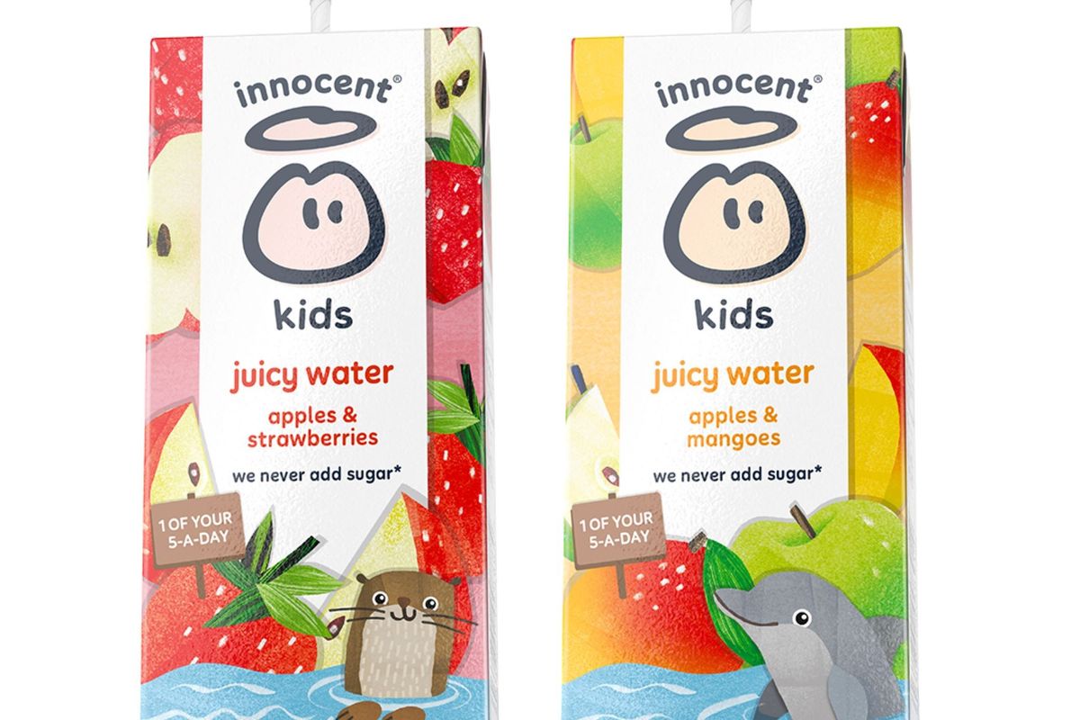 Innocent kids juicy water launch carton in apples & strawberries flavor