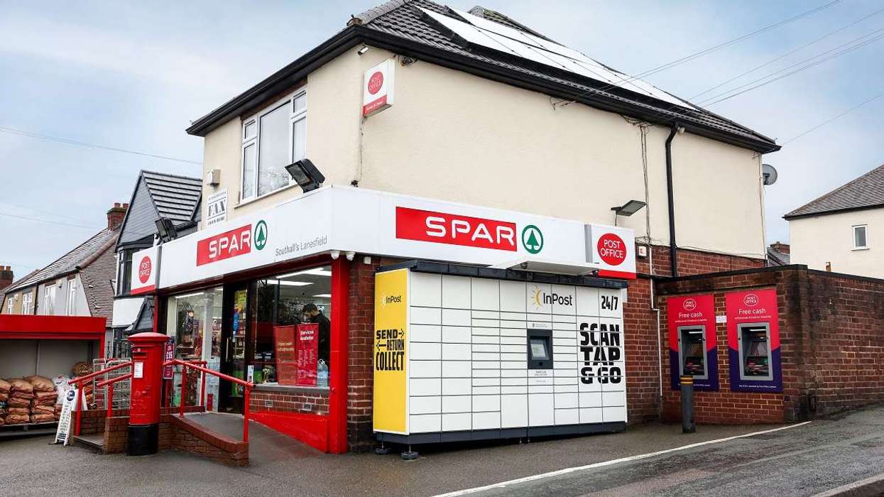 InPost lockers outside the SPAR store and post office at Lanesfield, Wolverhampton