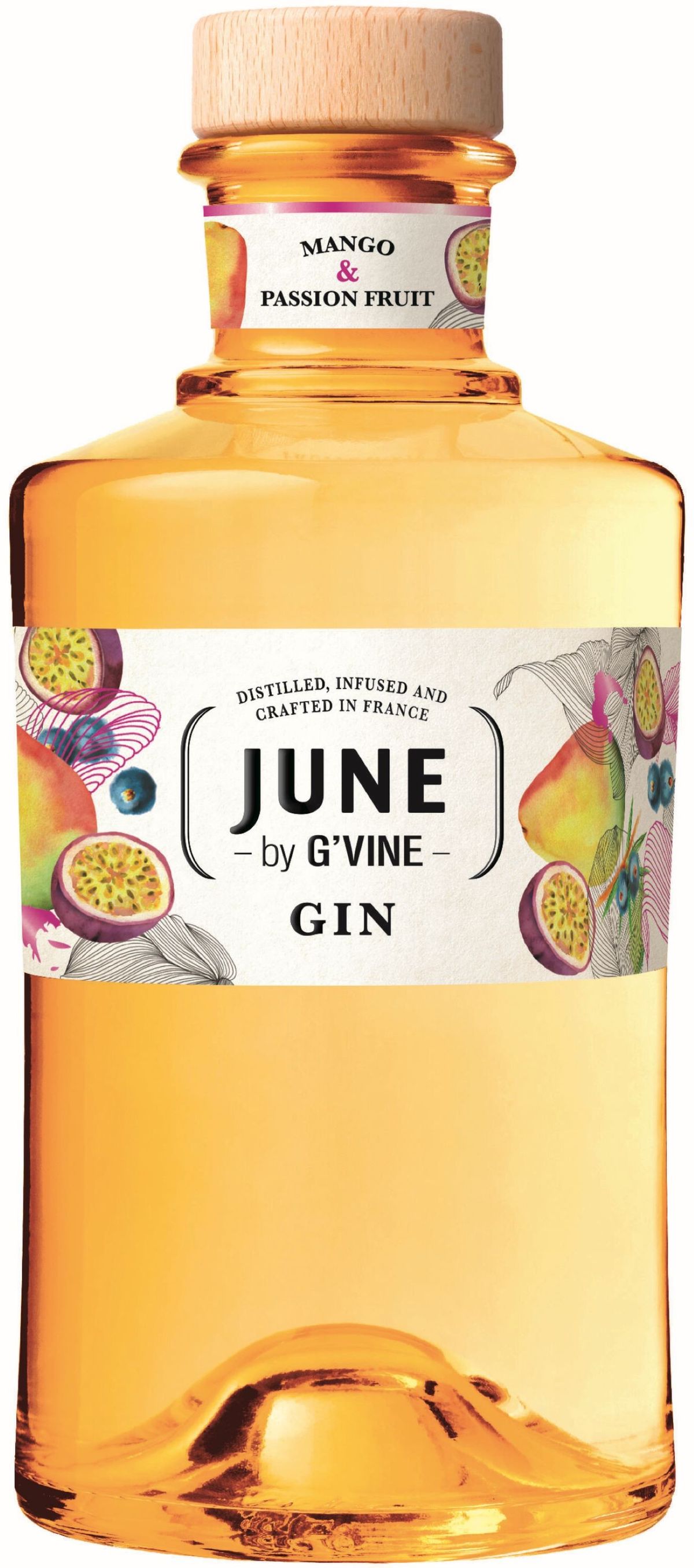 June by G’Vine Mango & Passionfruit Gin bottle with summer spritz