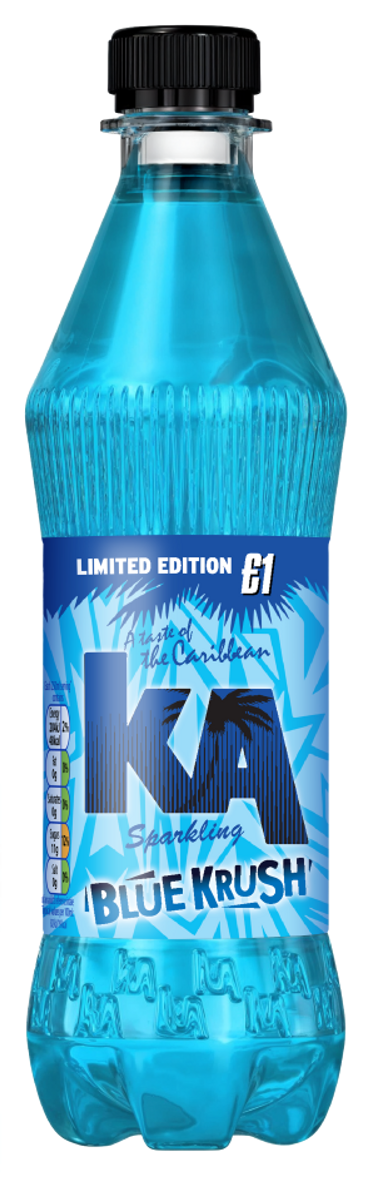 KA Blue Krush limited-edition summer drink with vibrant tropical design