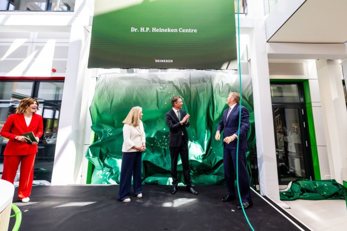 King Willem-Alexander at the opening of Heineken’s Dr. H.P. Heineken Centre in Zoeterwoude, Netherlands