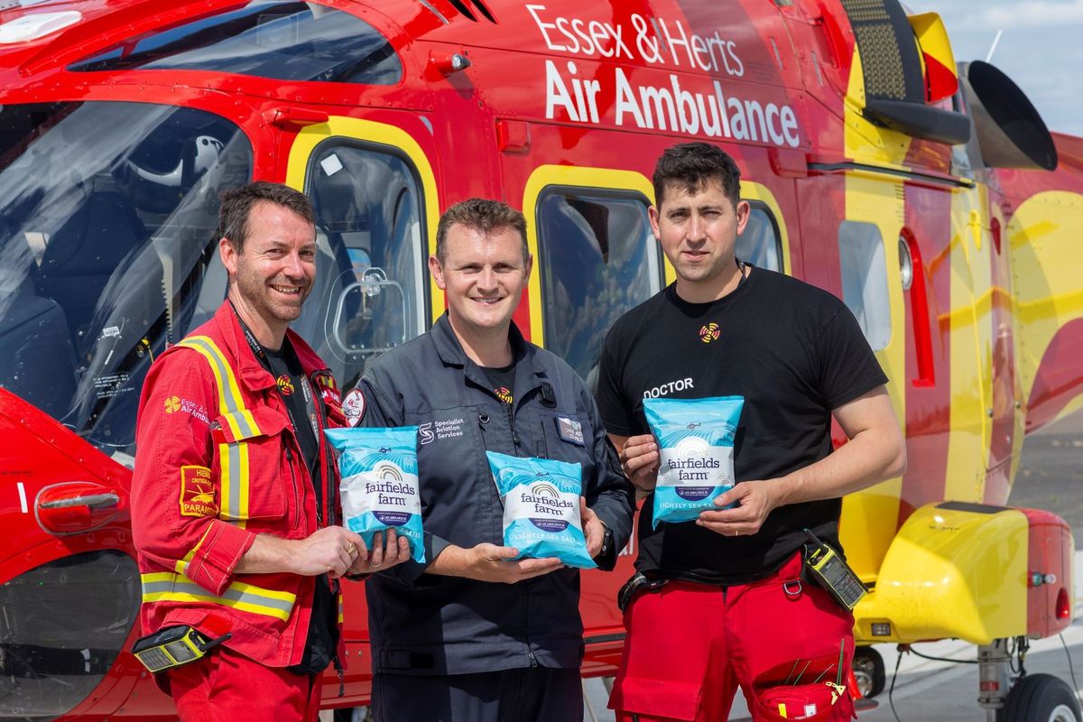 Limited-edition Fairfields Farm crisps featuring air ambulance artwork to raise funds for UK air ambulance charities