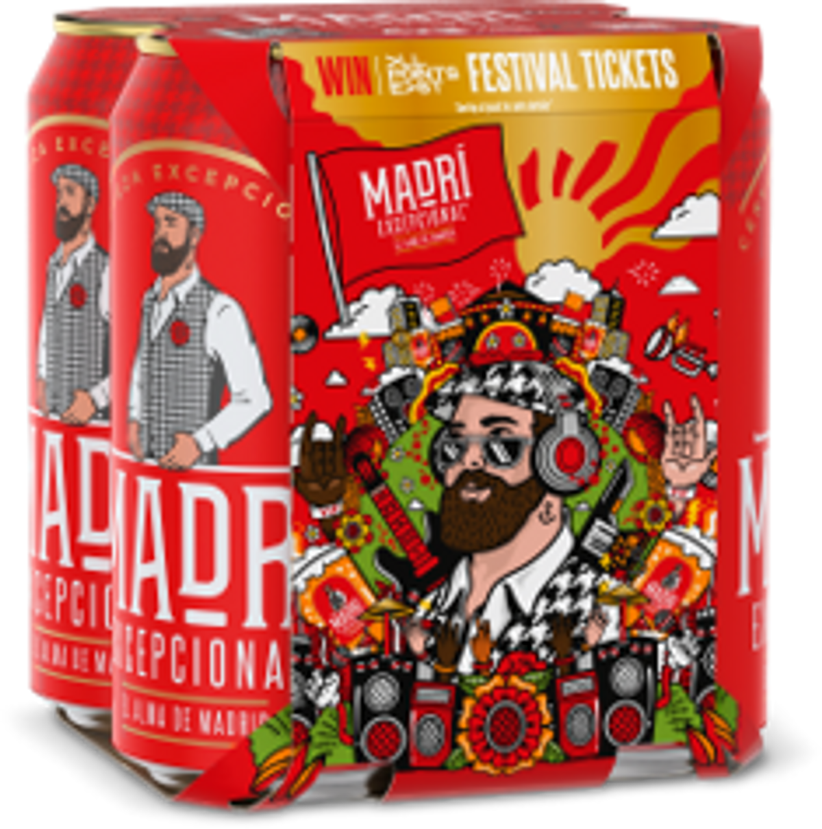 Limited-edition Madrí Excepcional beer pack promoting All Points East VIP ticket giveaway