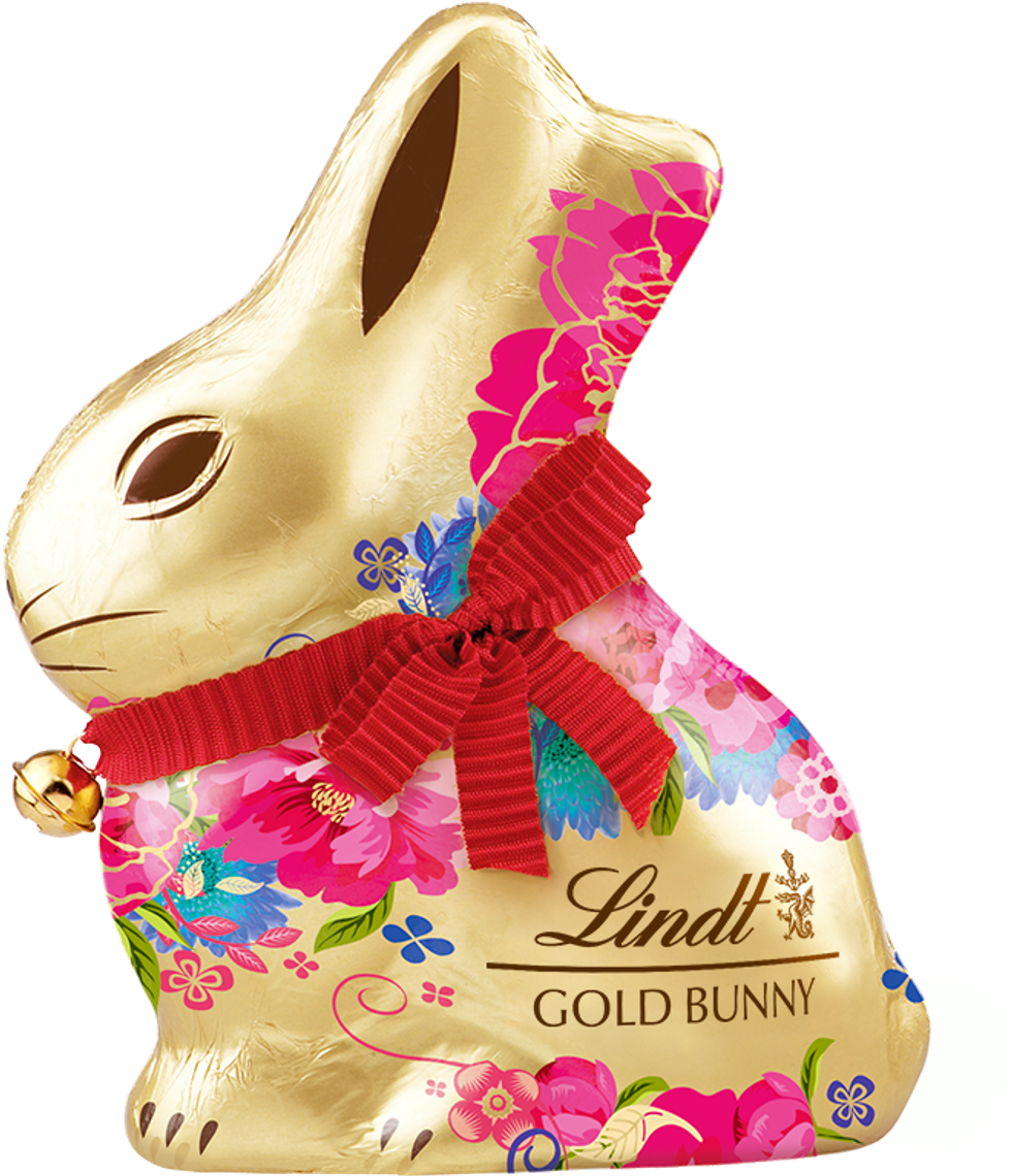 Lindt GOLD BUNNY Milk Pink & Blue Flowers