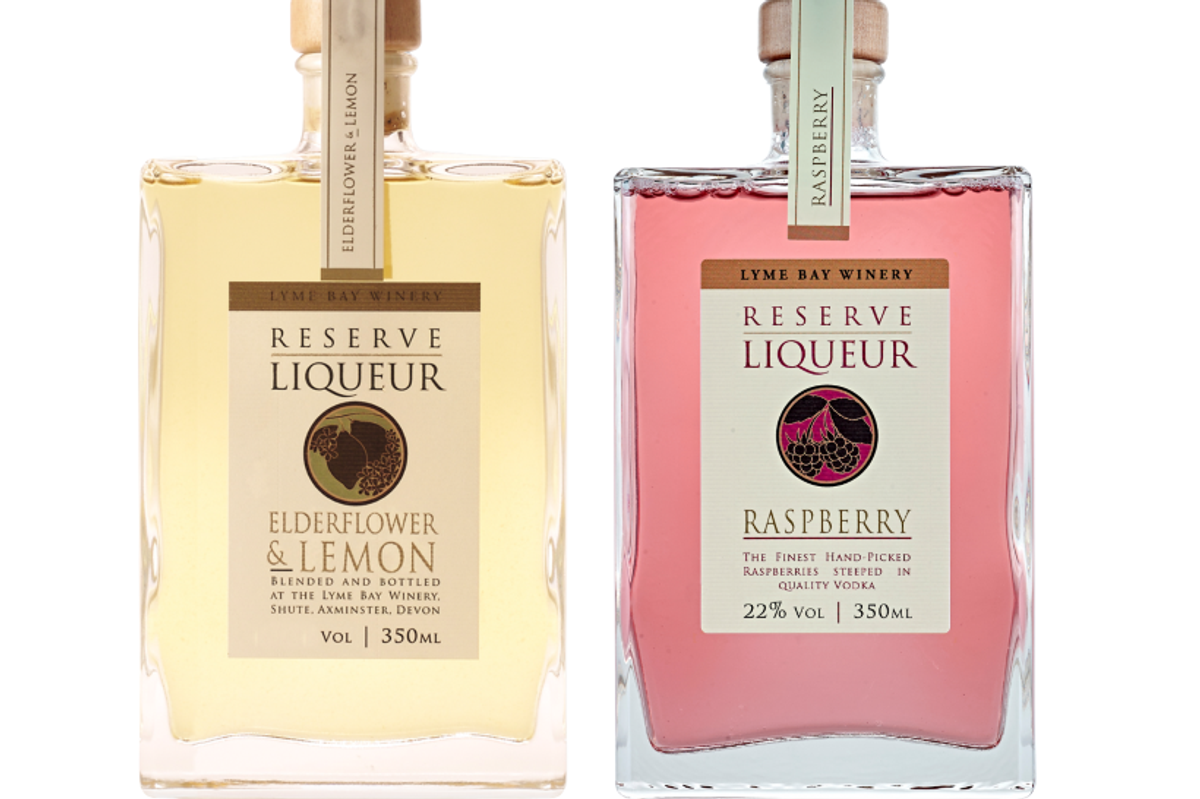 Lyme Bay Winery Elderflower & Lemon Reserve Liqueur Bottle – 350ml with wooden stopper