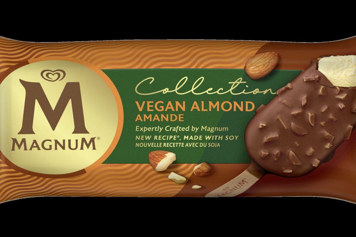 Magnum Vegan Almond 90ml stick with soy-based vanilla ice cream and almond-studded chocolate, £2.30 RRP