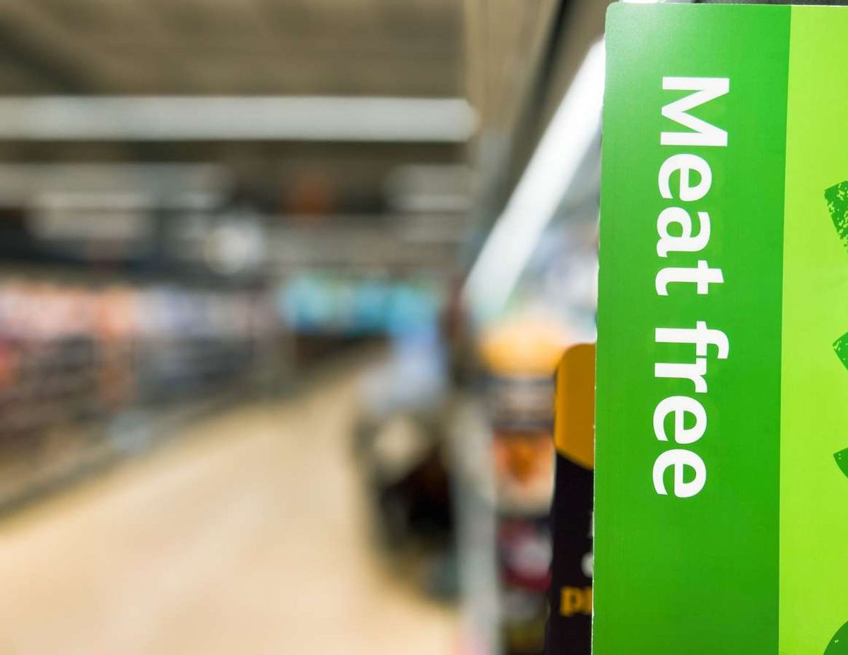 Meat Free sign in the supermarket