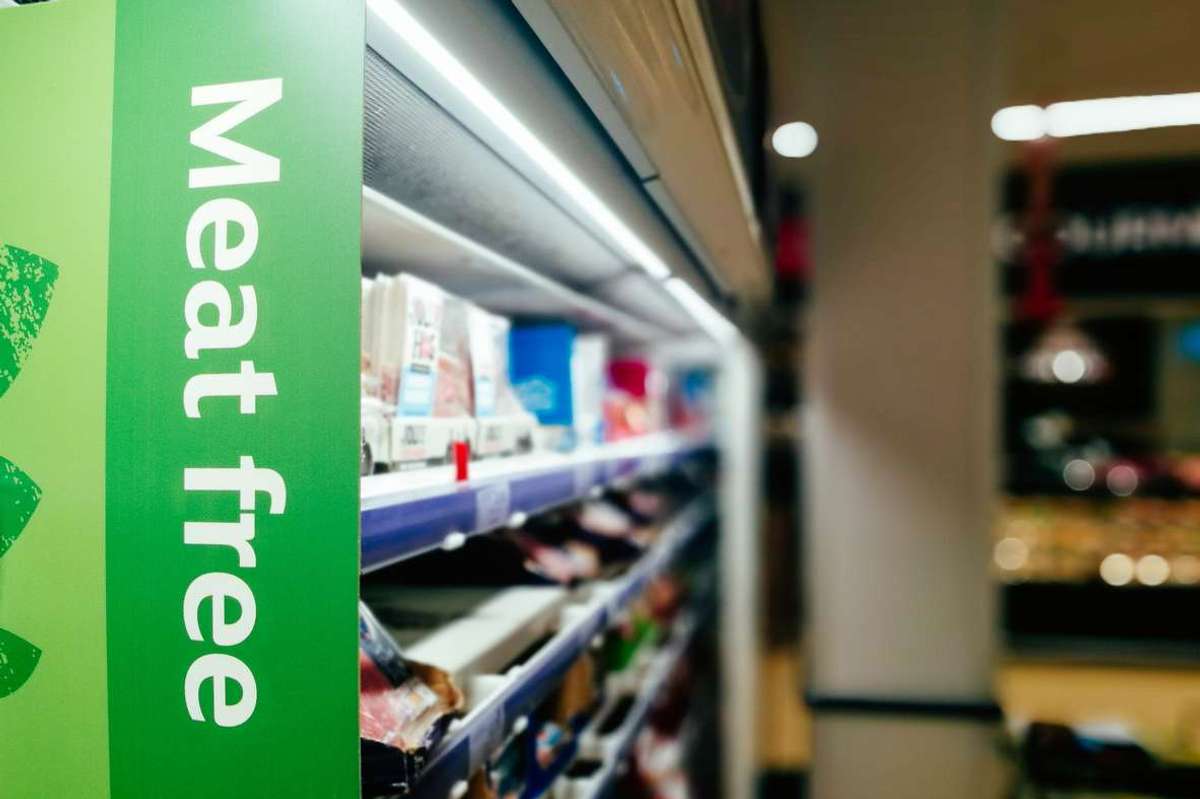 Meat Free sign in the supermarket