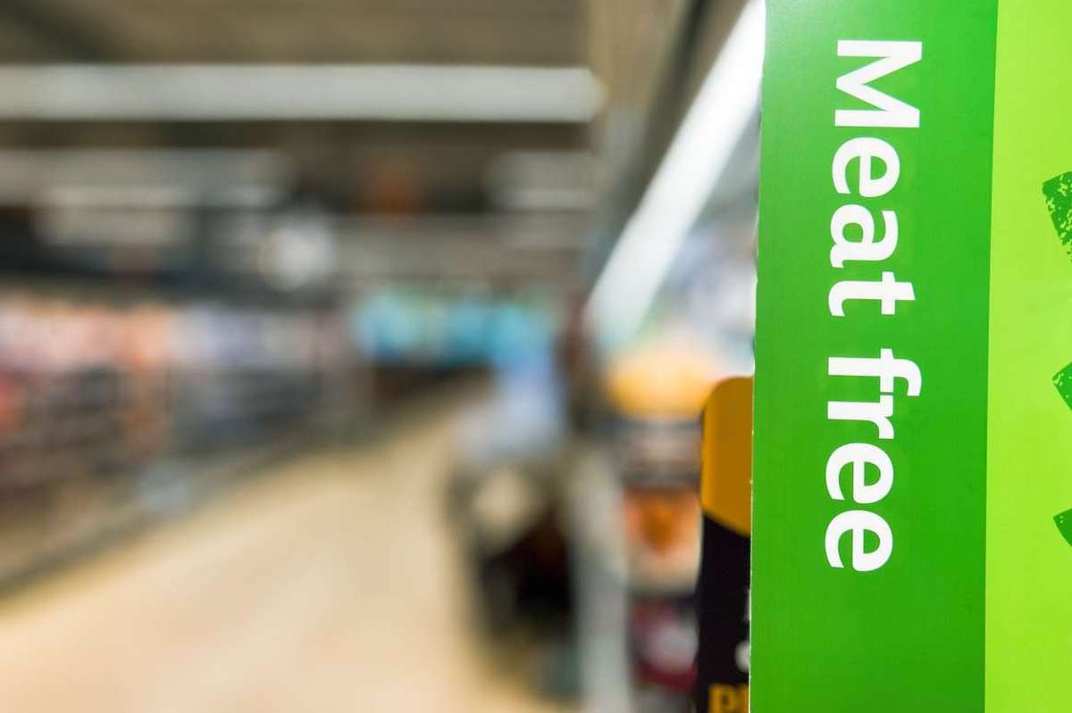 Meat Free sign in the supermarket