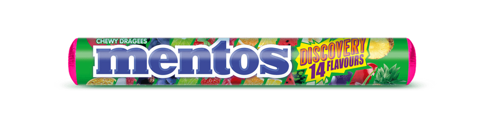 Mentos Discovery roll with 14 flavors, appealing to Gen Z in UK 2025 confectionery.