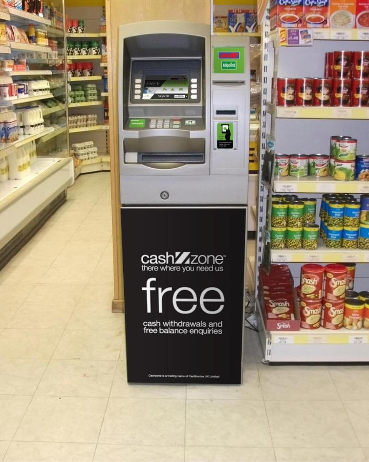 Morrisons Daily store with Cashzone ATM offering cash access