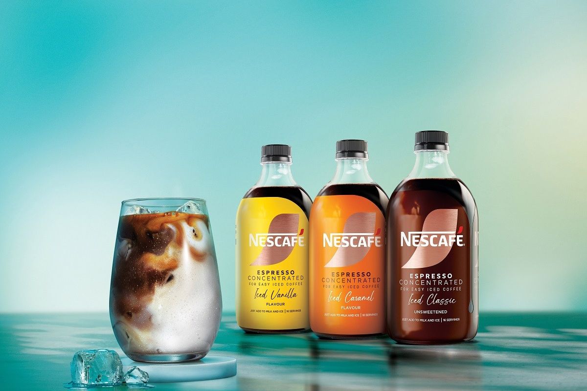 Nescafé Espresso Concentrated range in Vanilla, Caramel, and Classic for home iced coffee