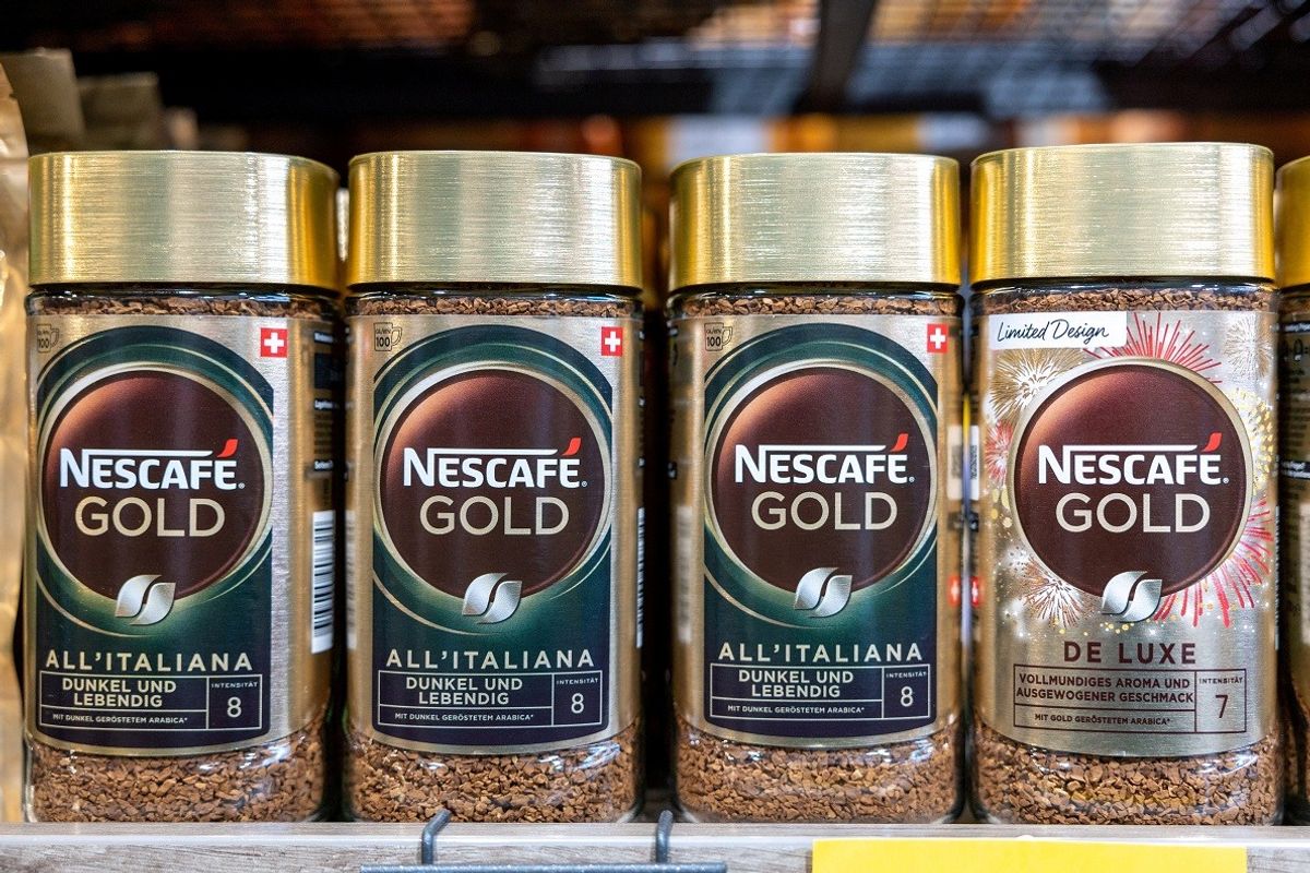 Nescafé Gold coffee jars on shelf during coffee price surge 2025