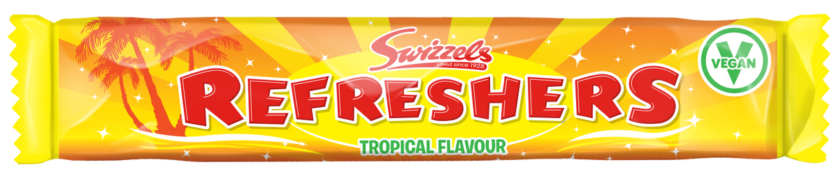 New Swizzels Tropical Refreshers Chew Bar with mango and pineapple flavour
