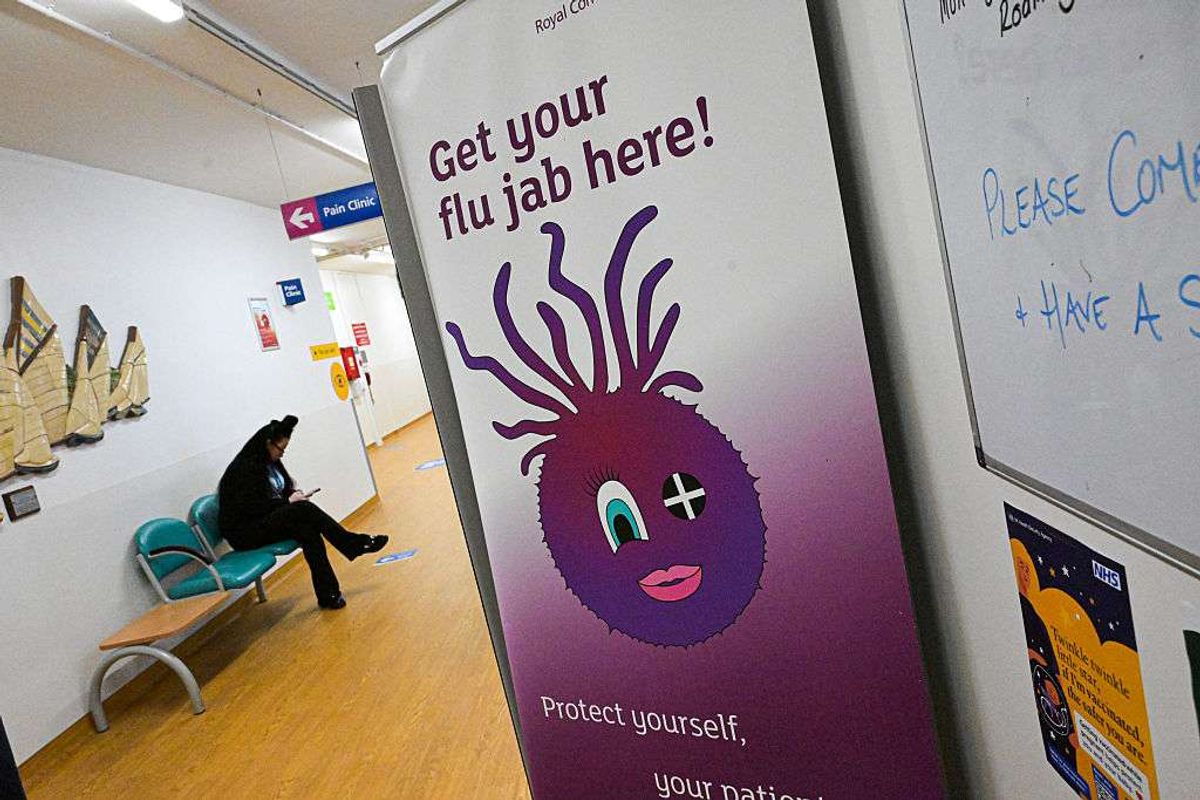 NHS signage outside a specific vaccine clinic