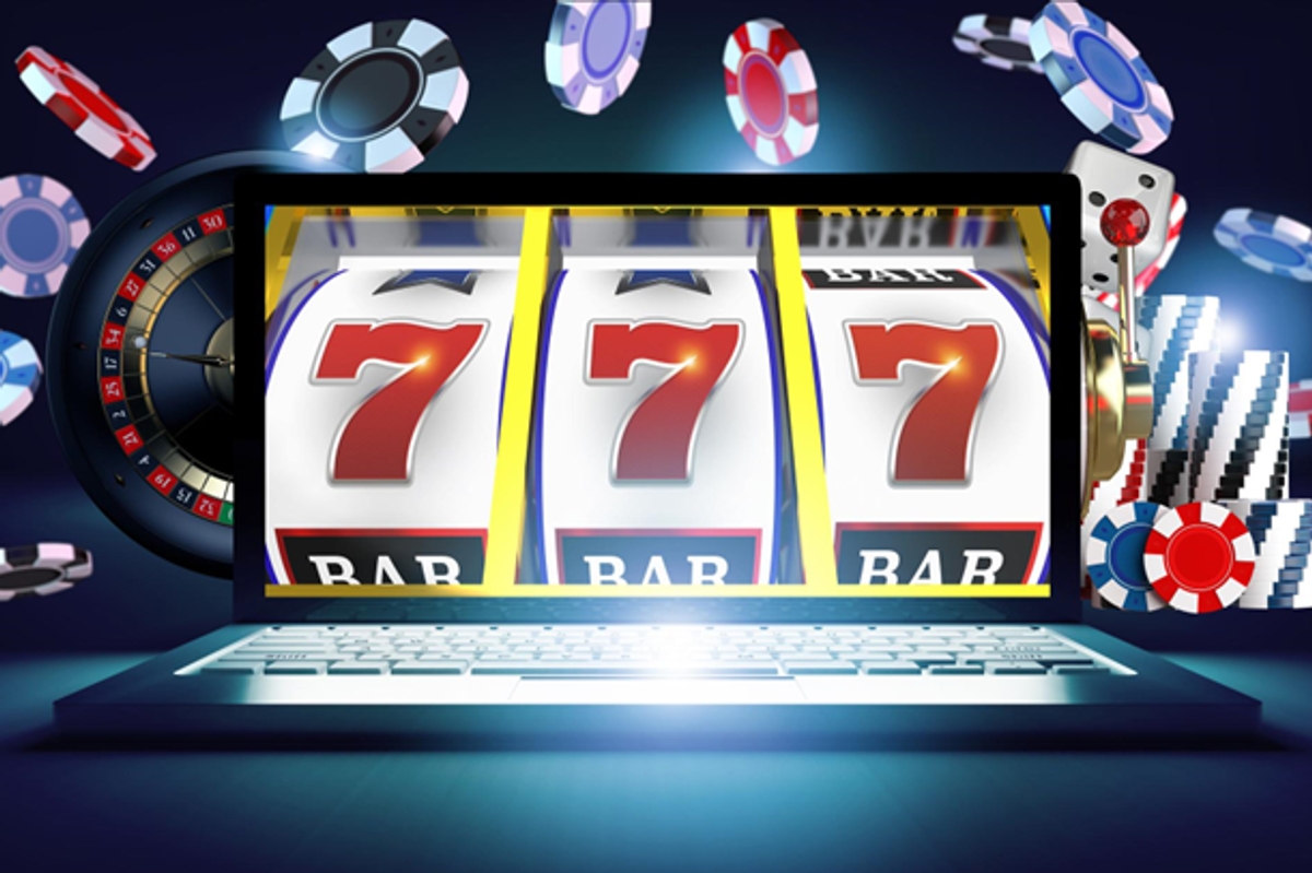 Online Casino Games Laptop Concept 3D Illustration Pro Photo
