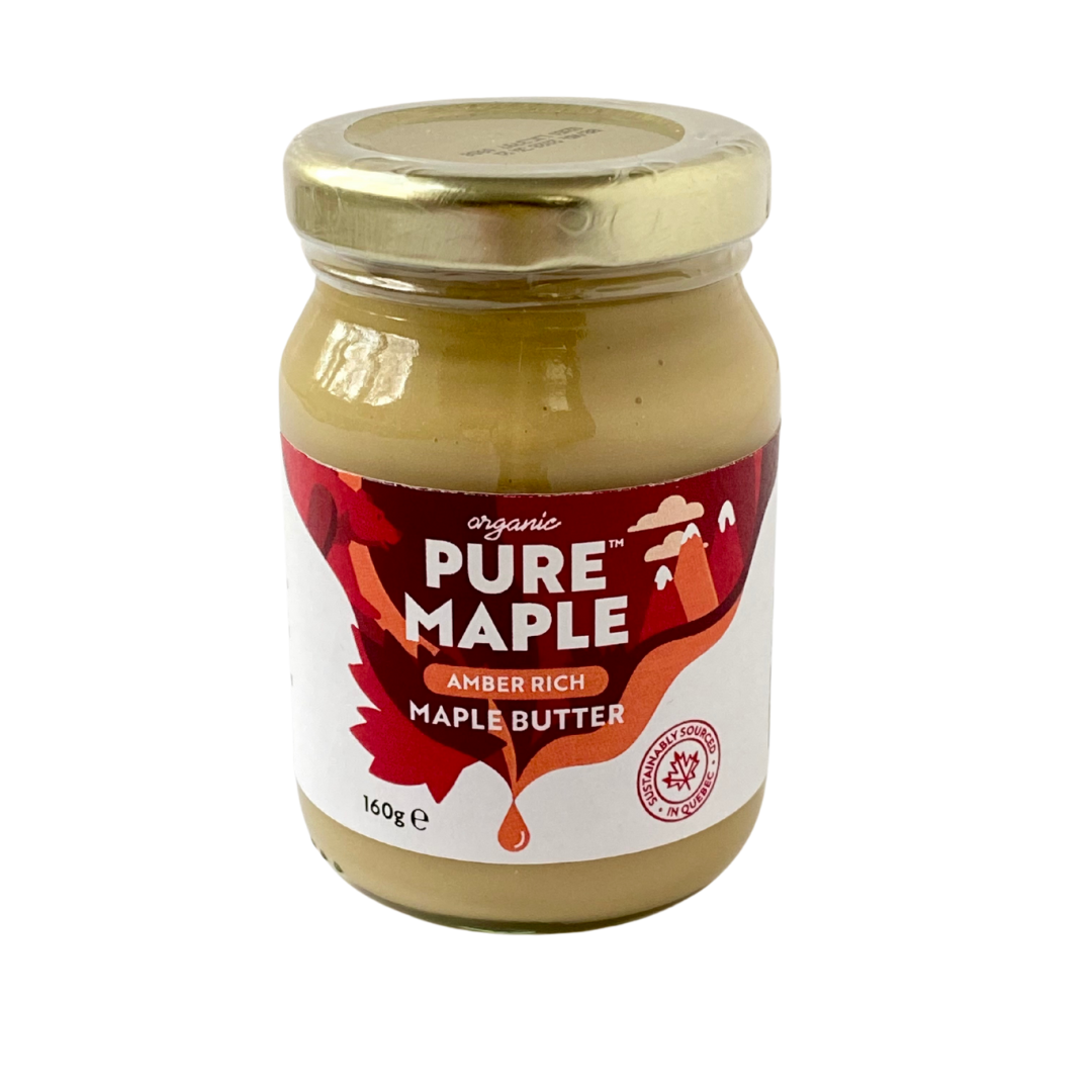 Organic Pure Maple Amber Rich Maple Butter jar, 160g, front label view