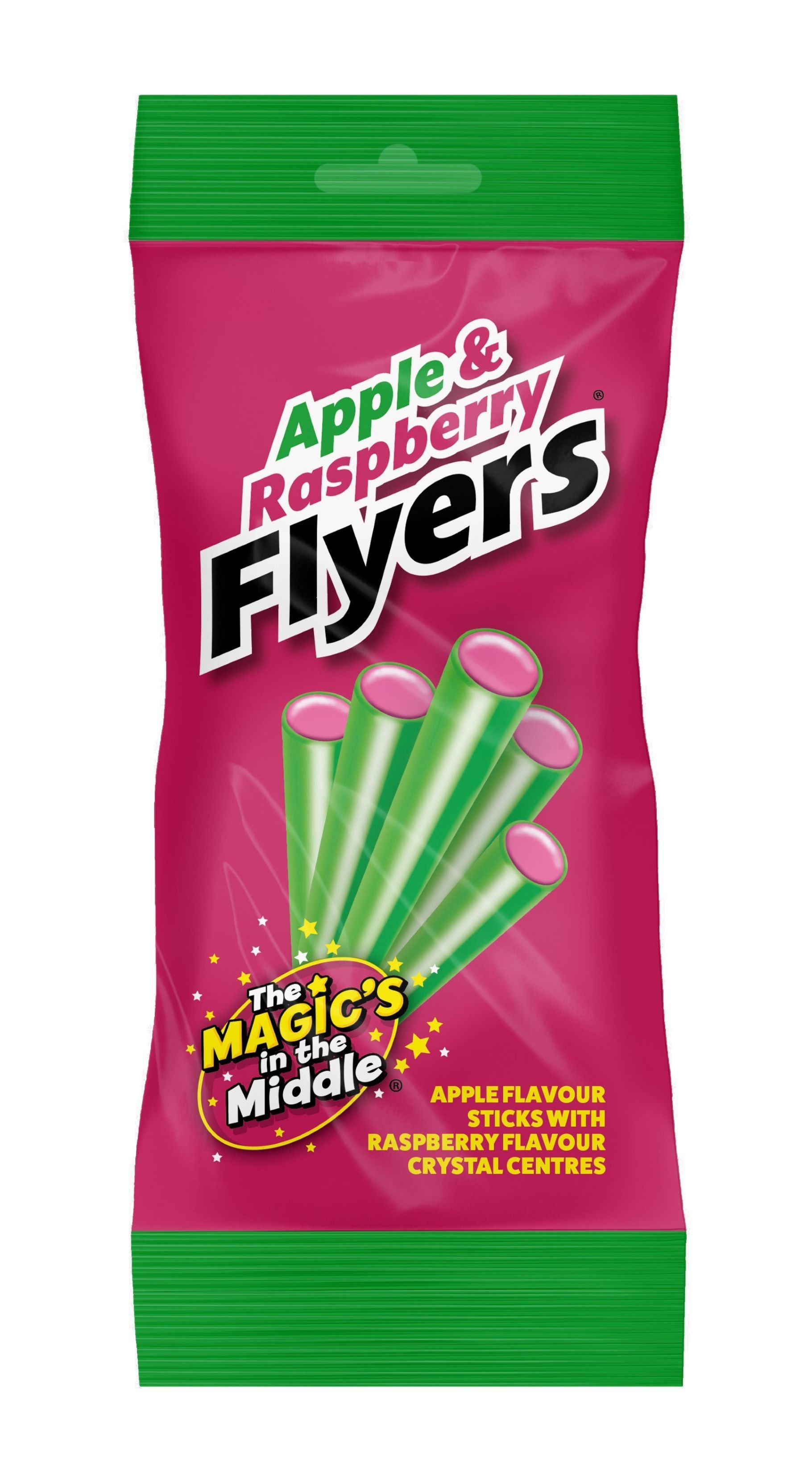 Packet of Flyers Apple and Raspberry sweets with sherbet crystal centres