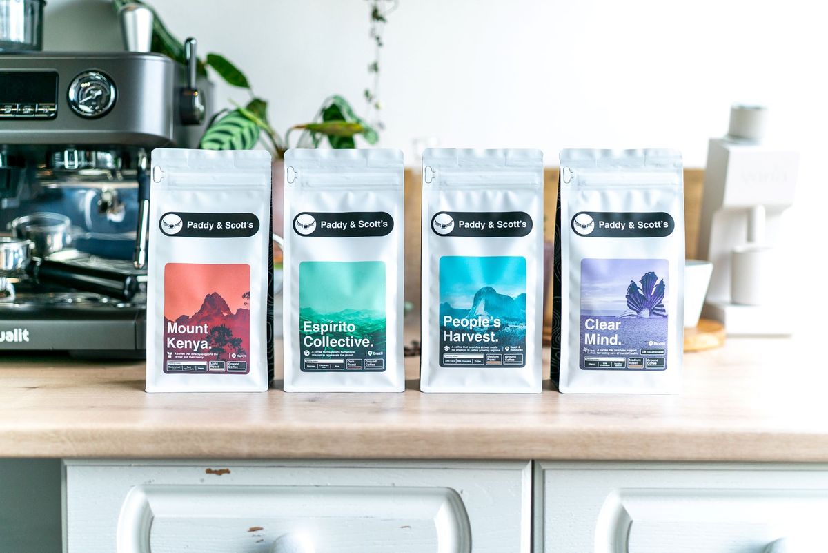 Paddy & Scott’s new retail coffee range with four ethical blends in 250g bags