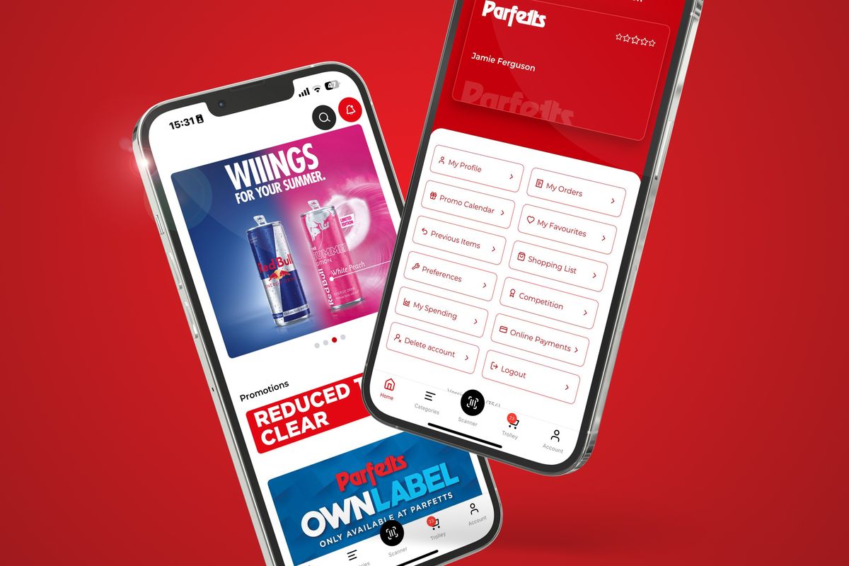 Parfetts app 2025 interface with barcode scanner for retailers