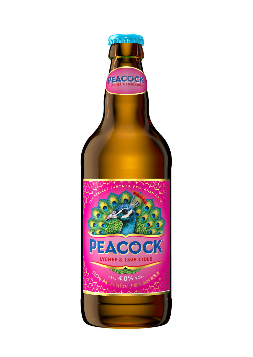 PEACOCK LYCHEELIME CIDER 500ml BOTTLE