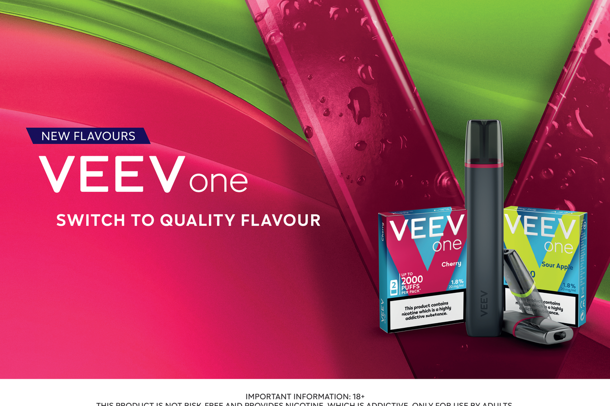 Philip Morris Veev One vaping device with new Sour Apple and Cherry flavour pods
