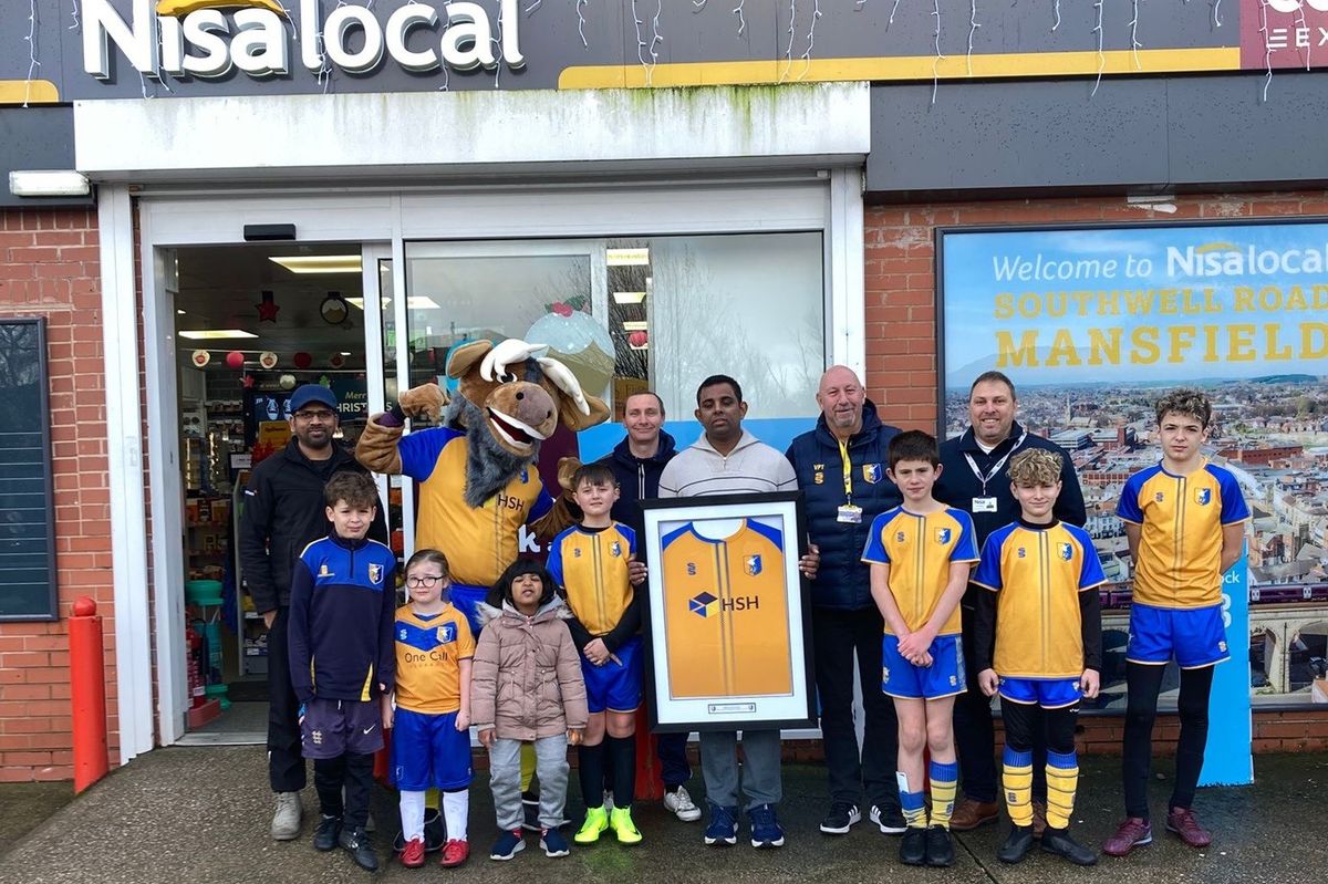 Players from Mansfield Town Ability Counts Football Club at Crossroad Service Station