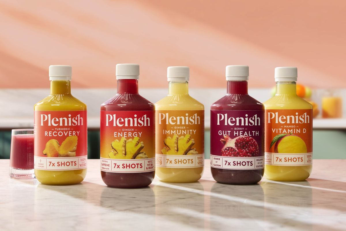 Plenish Kids and Ginger Energy wellness shots in new multi-serve bottles