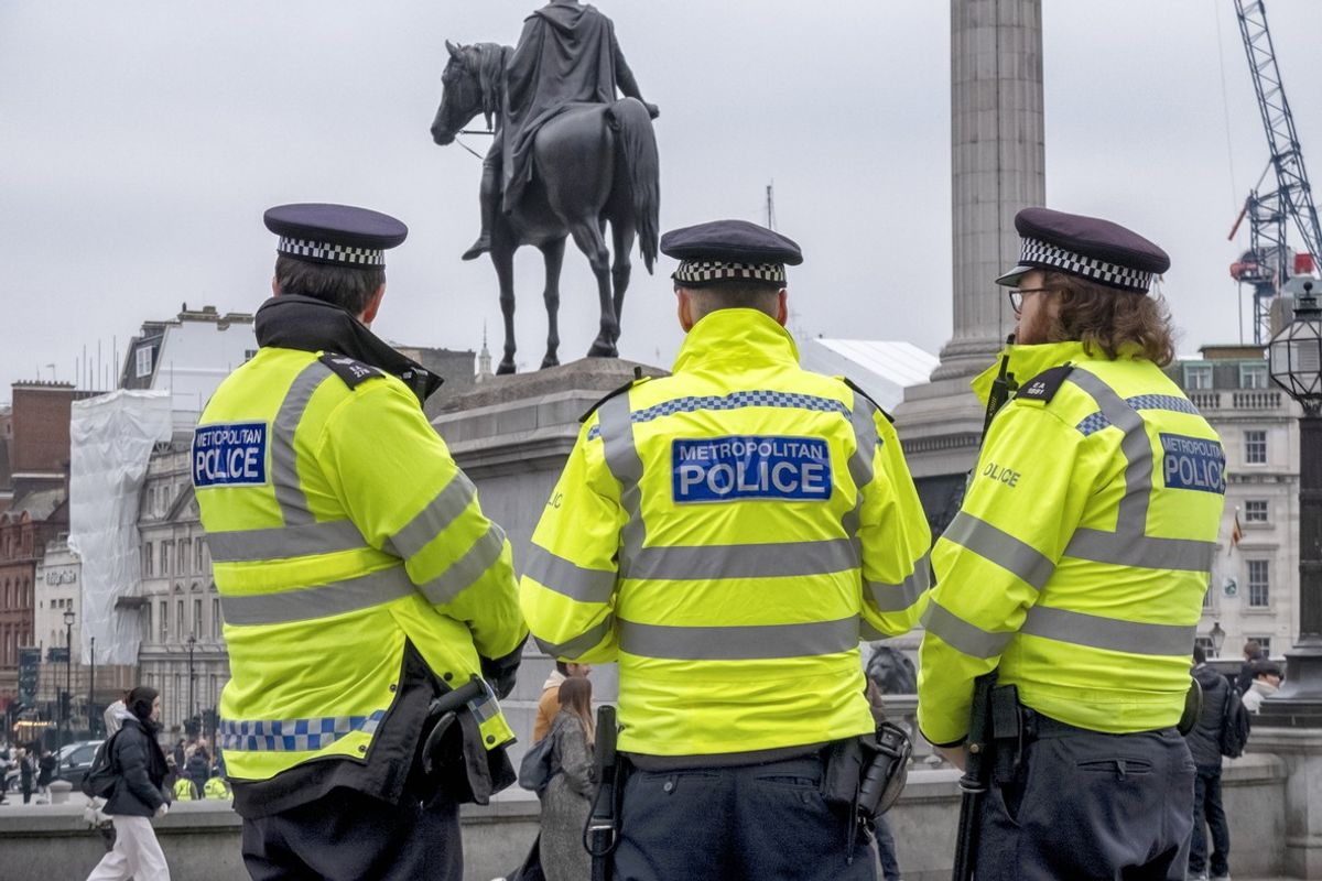 Police officers in Trafalgar Square, London