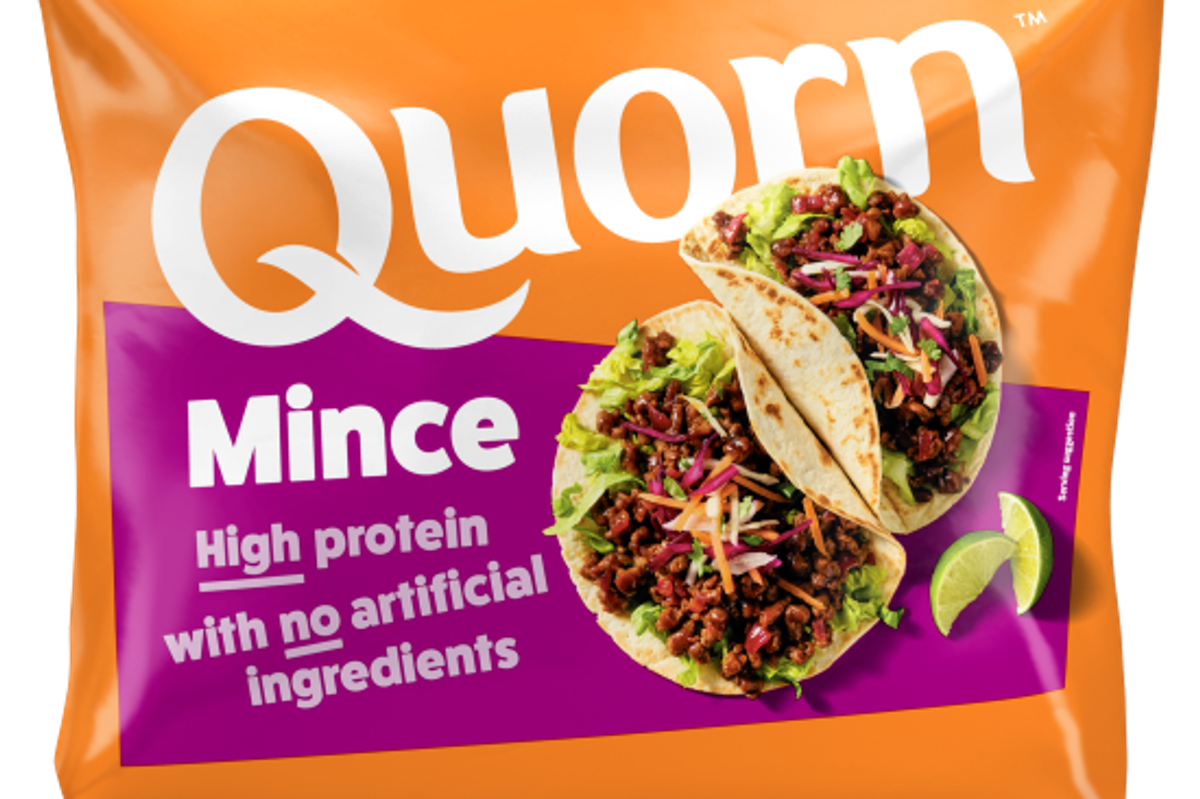 Quorn Mince high protein meat-free product with no artificial ingredients in new orange and purple pack