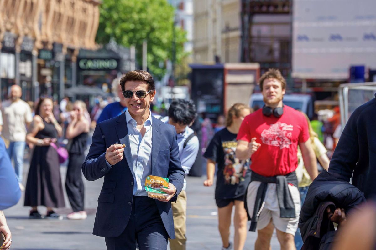 Quorn's Tom Cruise lookalike promoting chilled meat-free snacks in London