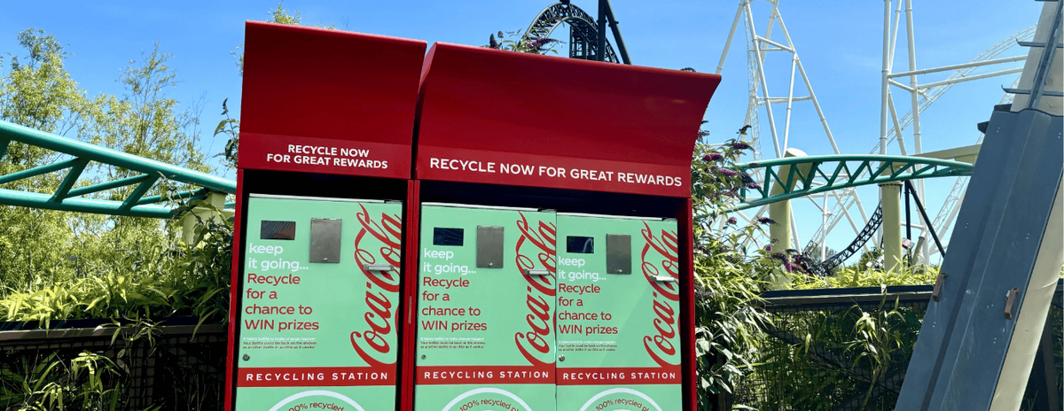 Recycle Coke bottles at Merlin attractions like Cadbury World, Alton Towers, and LEGOLAND to win VIP family experiences in summer 2025
