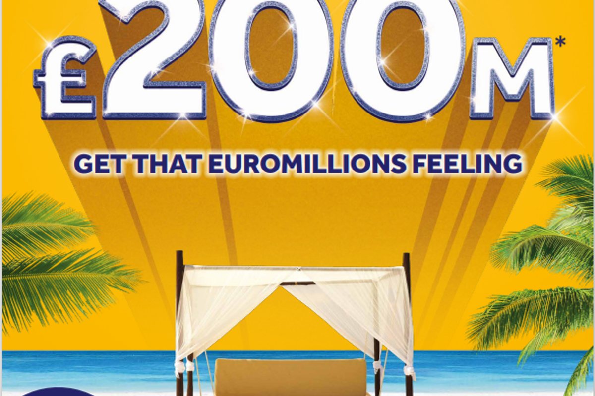 Retailers prepare for record £202M EuroMillions jackpot with posters and ads.