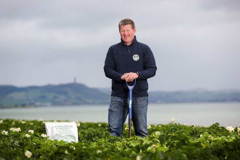 Richard Orr from William Orr and Son in potato field with Comber Earlies for EUROSPAR 2025