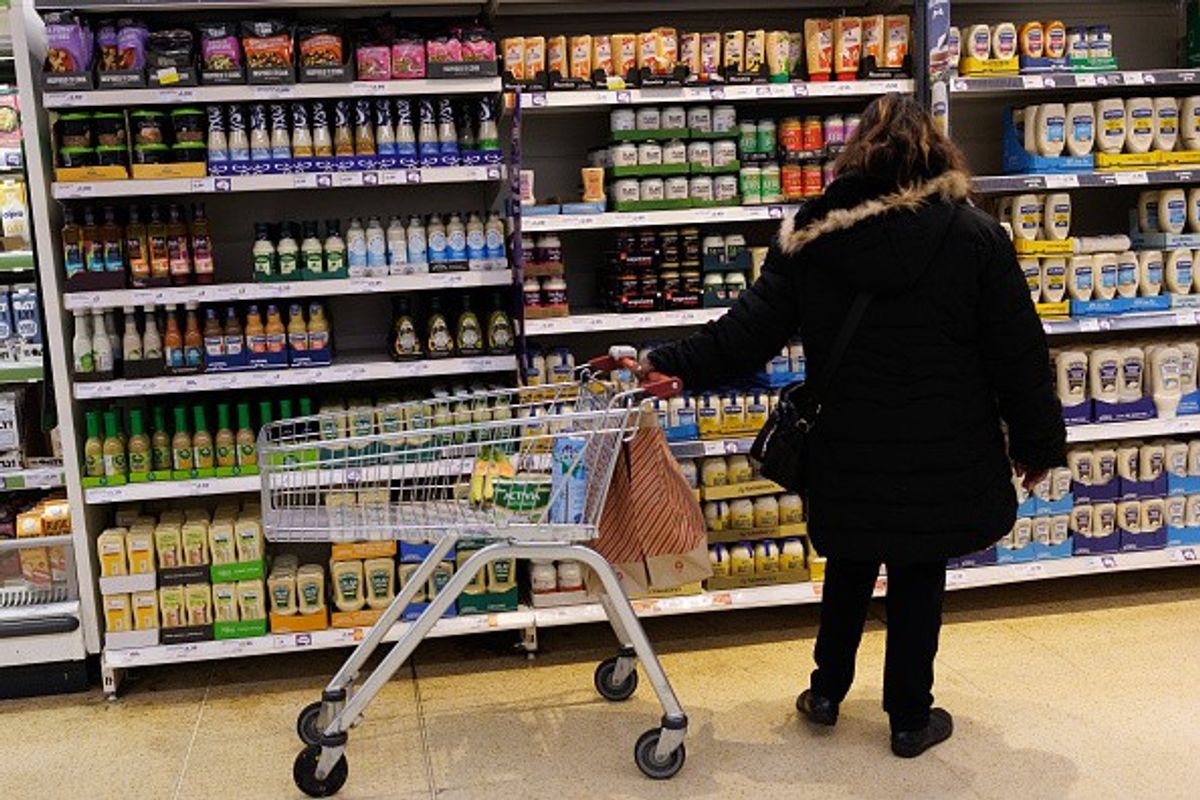 Rising prices for meat and tea on display in a UK supermarket
