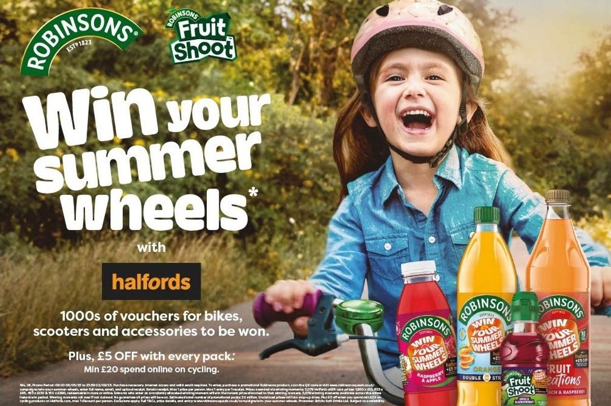 Robinsons and Fruit Shoot summer promotion featuring family outdoors with bikes and drinks