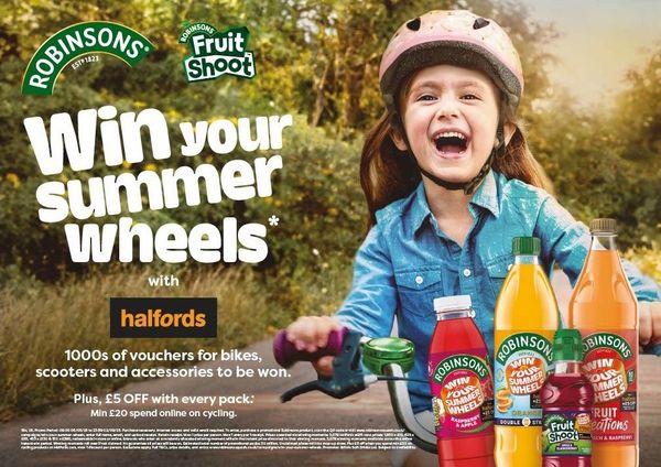 Robinsons and Fruit Shoot summer promotion featuring family outdoors with bikes and drinks