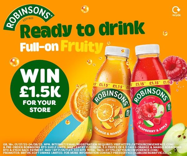Robinsons RTD Orange & Mango promo with £1.5K prize for UK independent convenience retailers