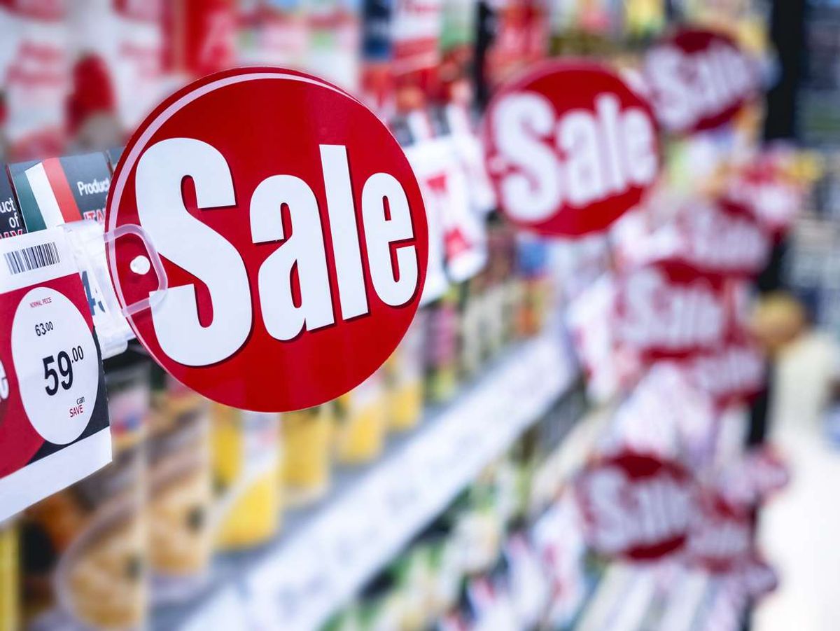 Sale signage Supermarket shelf Marketing Promotion Discount sign