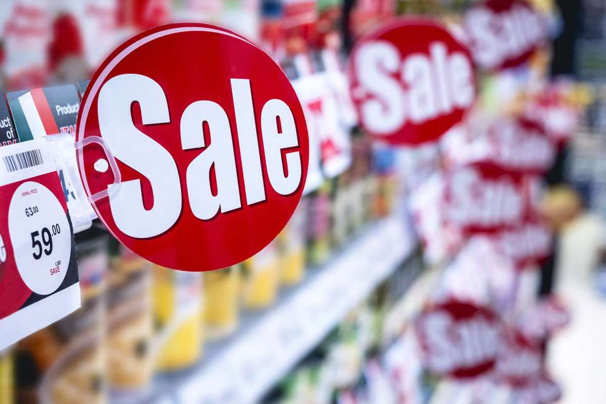 Sale signage Supermarket shelf Marketing Promotion Discount sign