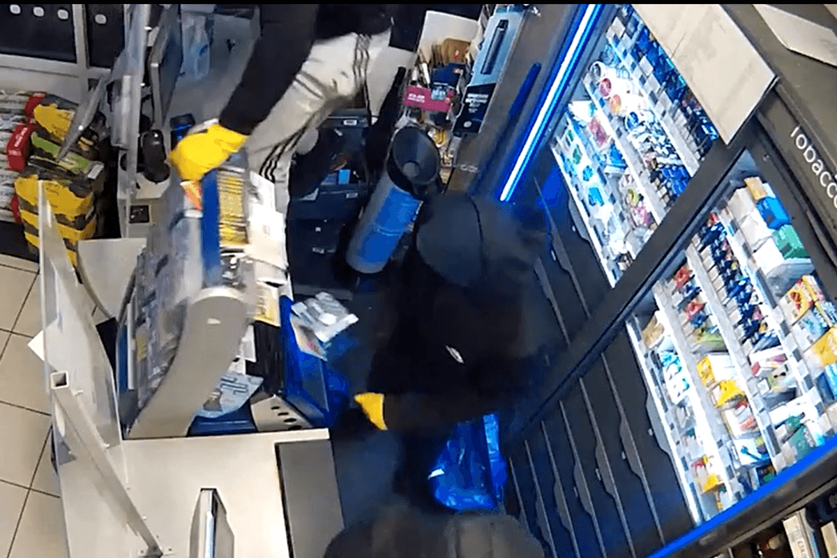 Screengrab of shoplifters targeting a Co-op in Hackney, London