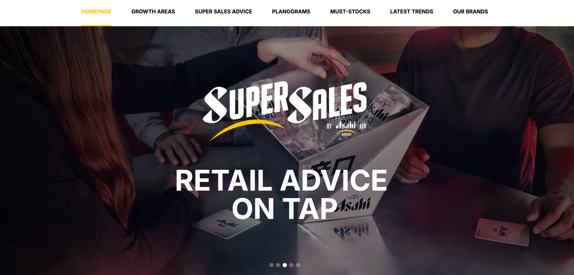 screenshot of Asahi UK category advice support site