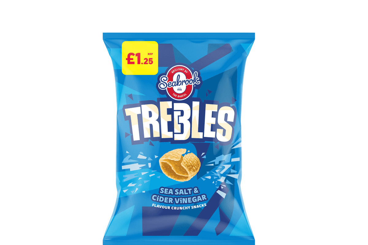 Seabrook Trebles snacks in Spicy Paprika and Sea Salt & Cider Vinegar flavours with £1.25 PMP