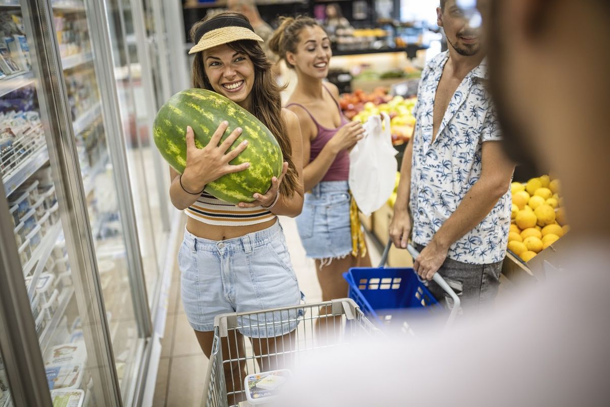 shopping summer fruits in a grocery store