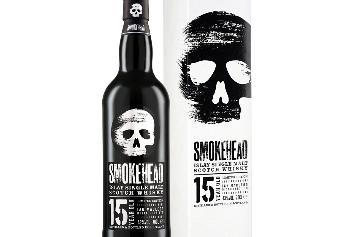 Smokehead 15-Year-Old bottle with skull design and smoky whisky notes