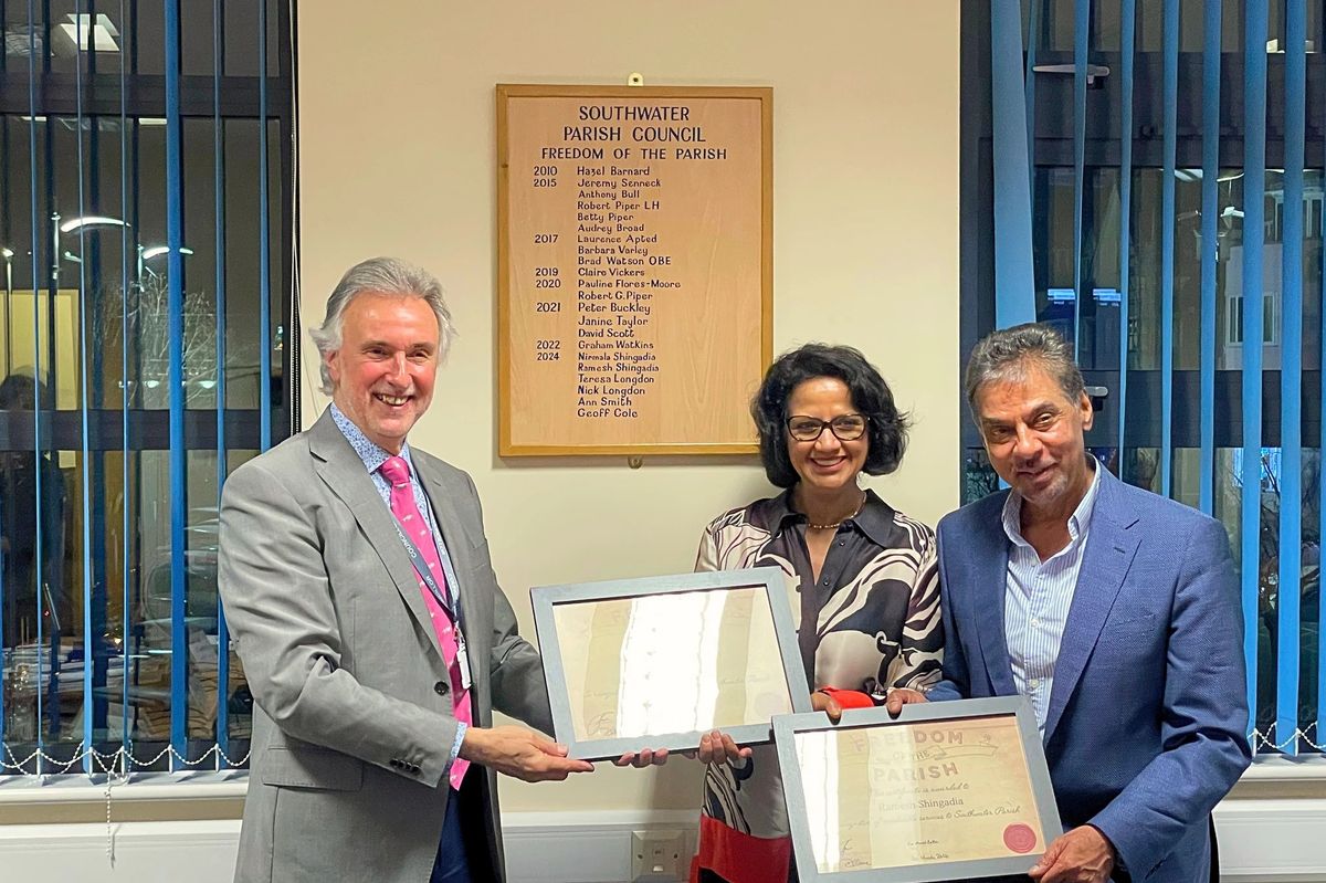 Retailer couple Nim and Ramesh Shingadia honoured with Freedom of the Parish Award