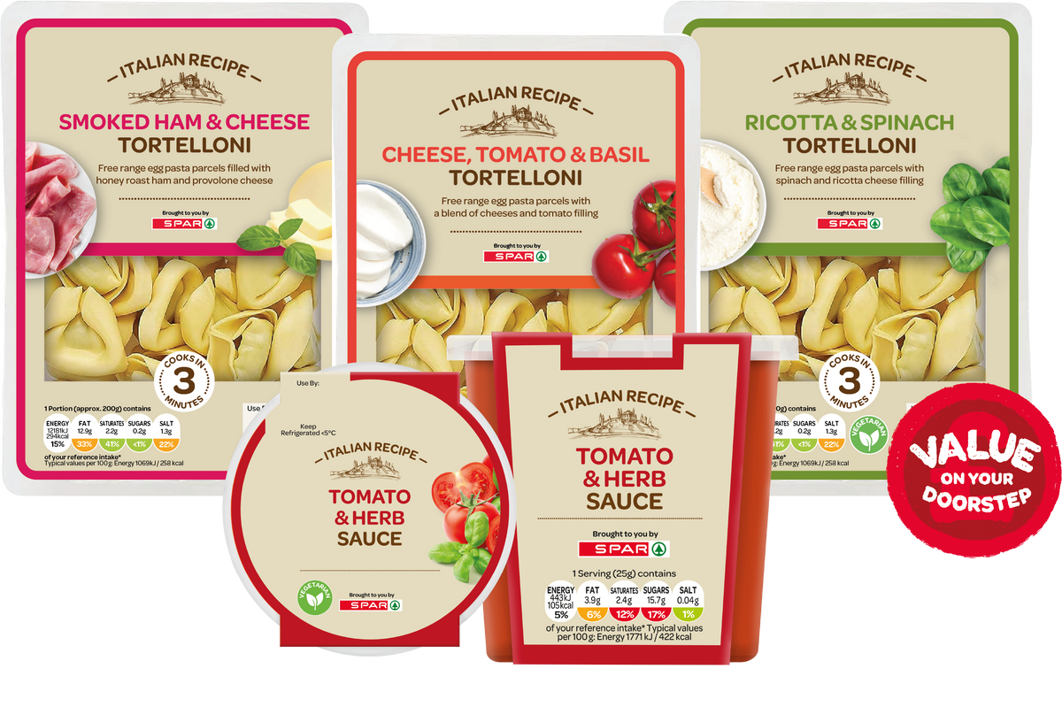 SPAR pasta and sauces in UK convenience store 