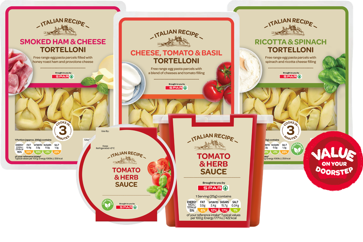 SPAR pasta and sauces in UK convenience store