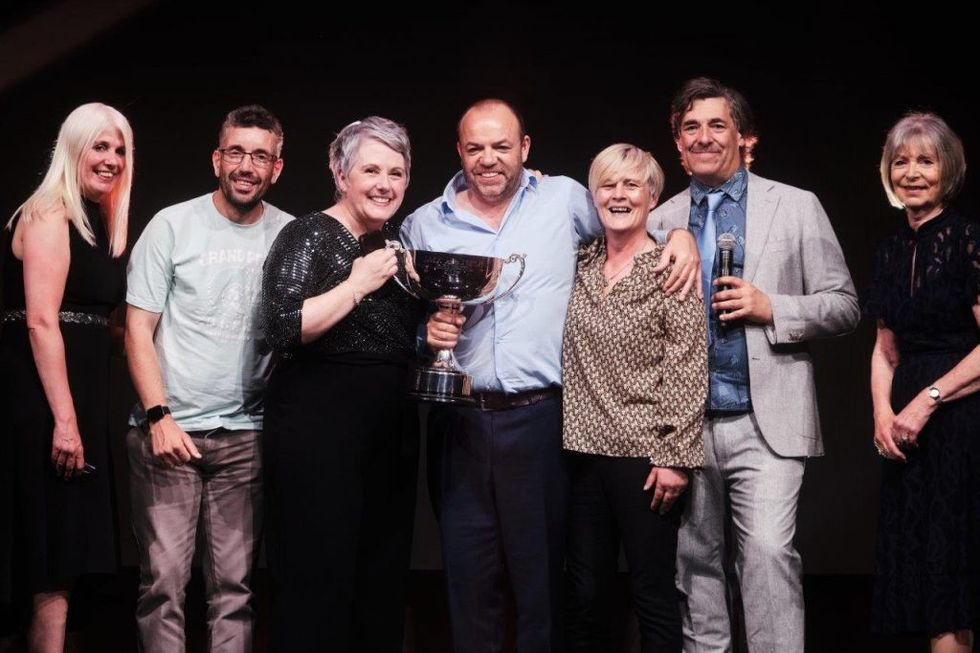 SPAR retailer Elfed Roberts wins Baldwin Cup at SRS23. Elfed pictured fourth from left holding the Cup low res